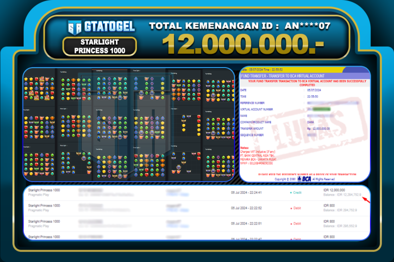 BUKTI WITHDRAW GTATOGEL KEMENANGAN JP SLOT STARLIGHT PRINCESS
