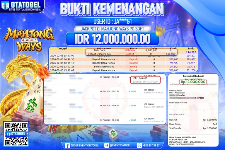 BUKTI KEMENANGAN GTATOGEL NEW ( TGL 07 - 02 - 2026 ) V3