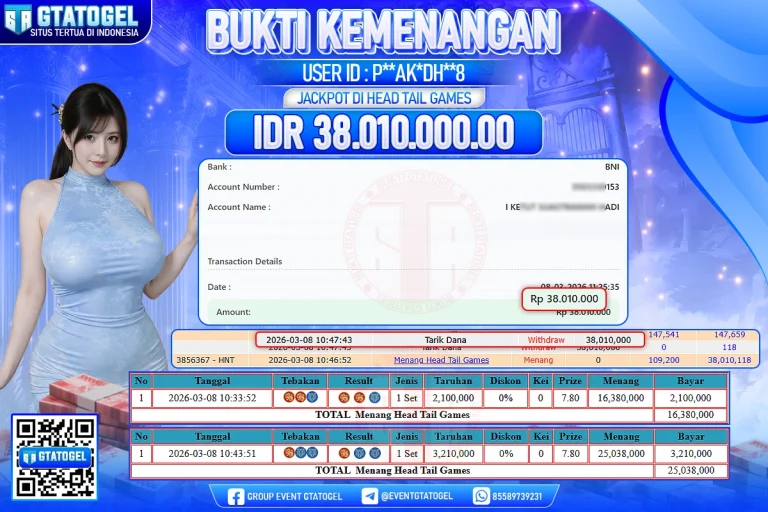 BUKTI KEMENANGAN GTATOGEL NEW ( TGL 08 - 03 - 2026 ) V1